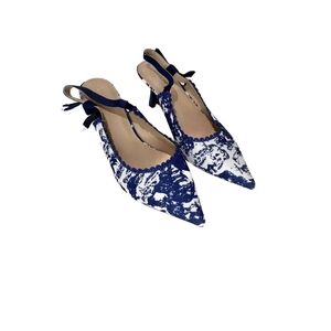 Nicole Miller Navy and White Women's Slingback Heels
